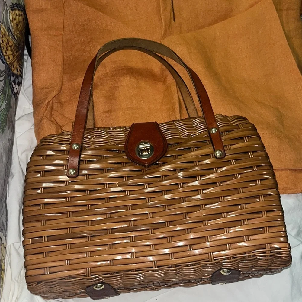 Brown Woven Handbag vintage - Picture 1 of 5